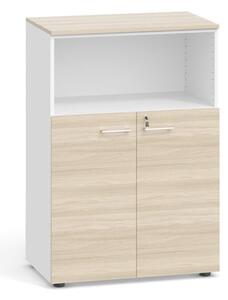 Kancelárska skriňa kombinovaná PRIMO, 1087 x 800 x 420 mm, biela/dub prírodný