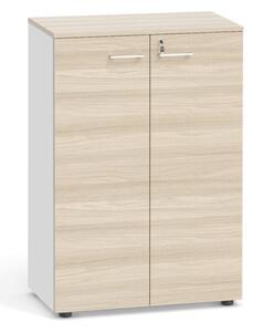 Kancelárska skriňa s dverami PRIMO, 1087 x 800 x 420 mm, biela/dub prírodný
