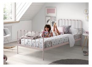 Ružová kovová detská posteľ Vipack Alice, 90 × 200 cm