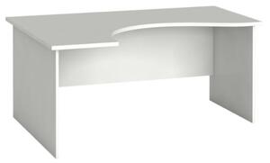 Rohový kancelársky pracovný stôl PRIMO FLEXI, zaoblený 1600 x 1200 mm, biela, ľavý