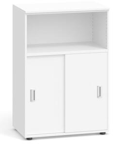Kancelárska skriňa kombinovaná PRIMO, zasúvacie dvere, 1087 x 800 x 420 mm, biela