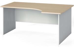 Ergonomický kancelársky pracovný stôl PRIMO FLEXI, 1600 x 1200 mm, biela/dub prírodný, pravý