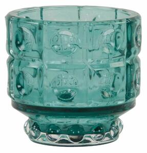 Tyrkysový sklenený svietnik Bobbi turquoise - Ø 9*8,5 cm - Light & Living