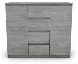 Široká komoda so 4 zásuvkami Carlos, šedý betón, 120 cm