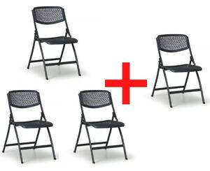 Skladacia stolička CLICK 3+1 ZADARMO, čierna