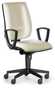 Kancelárska stolička FIGO s podpierkami rúk, synchrónna mechanika, biela