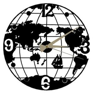 Čierne nástenné hodiny Globe Clock, ⌀ 50 cm
