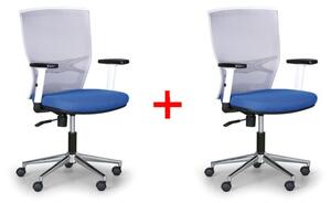 Kancelárska stolička HAAG 1+1 ZADARMO, sivá / modrá