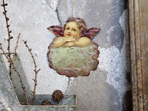 Vianočná kovová dekorácia anjel Angel Vintage - 14*16 cm - Chic Antique