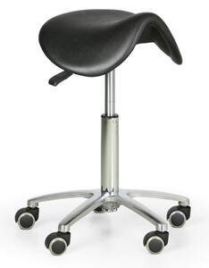 Pojazdná pracovná stolička PUR, sedák v tvare sedla, mäkké kolieska