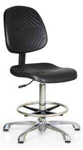 Pracovná stolička PUR Classic s klzákmi, bez podpierok rúk, vysoká, hliníkový kríž, permanentný kontakt