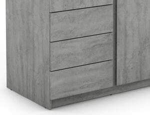 Šatníková skriňa Carlos, šedý beton, 100 cm