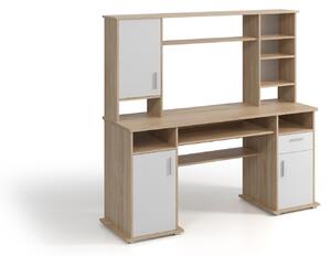 Vivaldi Písací stôl Vigo 160 cm s nadstavcom dub Sonoma/biely