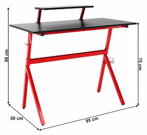 Tempo Kondela PC stôl/herný stôl, červená/čierna, LATIF