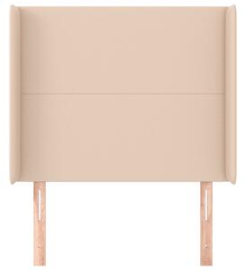 Čelo postele so záhybmi kapučínové 103x16x118/128 cm umelá koža