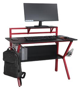 KONDELA PC stôl/herný stôl, červená/čierna, TABER
