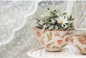 Béžový keramický obal na kvetináč s ružovými kvetmi Olia S - Ø 16*9 cm - Clayre & Eef