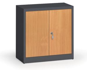 Zvárané skrine s lamino dverami, 800 x 800 x 400 mm, RAL 7016/buk