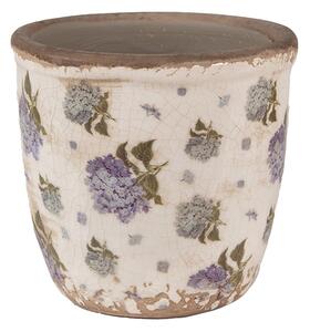 Béžový keramický obal na kvetináč s kvetmi orgovánu Lilla XS - Ø 11*10 cm - Clayre & Eef