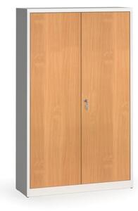 Zvárané skrine s lamino dverami, 1950 x 1200 x 400 mm, RAL7035/breza