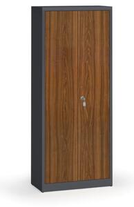 Zvárané skrine s lamino dverami, 1950 x 800 x 400 mm, RAL 7016/orech