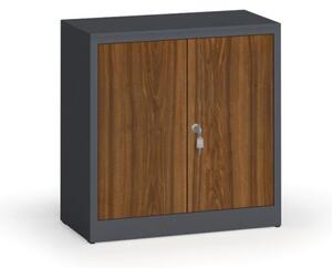 Zvárané skrine s lamino dverami, 800 x 800 x 400 mm, RAL 7016/orech