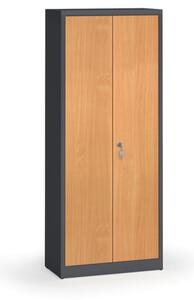 Zvárané skrine s lamino dverami, 1950 x 800 x 400 mm, RAL 7016/buk