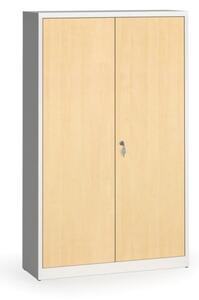 Zvárané skrine s lamino dverami, 1950 x 1200 x 400 mm, RAL7035/breza