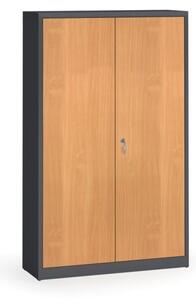 Zvárané skrine s lamino dverami, 1950 x 1200 x 400 mm, RAL7016/wenge