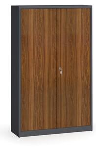 Zvárané skrine s lamino dverami, 1950 x 1200 x 400 mm, RAL7016/orech