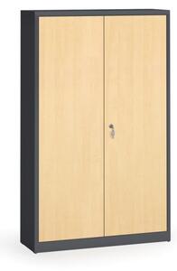 Zvárané skrine s lamino dverami, 1950 x 1200 x 400 mm, RAL7016/breza