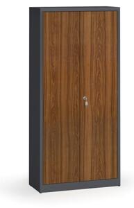 Zvárané skrine s lamino dverami, 1950 x 920 x 400 mm, RAL 7016/orech
