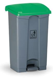 Pedálový viacúčelový odpadkový kôš na triedenie odpadu, 87 l, 480 x 360 x 820 mm, zelená