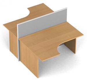 Rohový kancelársky stôl PRIMO s paravánom, 2 miesta, nástenka, buk
