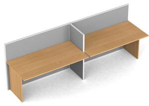 Rovný kancelársky stôl PRIMO s paravánom, 2 miesta, nástenka, čerešňa
