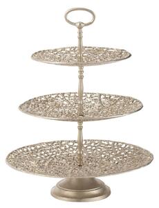 Champagne dekoračný 3-poschodový etažér Coral Cake - Ø 45*60 cm - J-Line by Jolipa