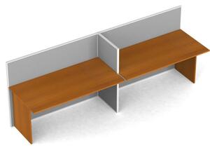 Rovný kancelársky stôl PRIMO s paravánom, 2 miesta, nástenka, čerešňa