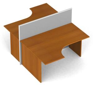 Rohový kancelársky stôl PRIMO s paravánom, 2 miesta, nástenka, čerešňa