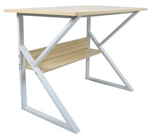 TEMPO Písací stôl, s policou, dub prírodný / biela, TARCAL 80