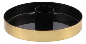 Čierno - zlatý antik kovový svietnik Marrakech black - Ø 10*2,5 cm - daan kromhout