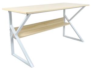 TEMPO Písací stôl, s policou, dub prírodný / biela, TARCAL 100