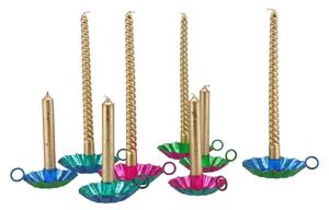 Set 4ks zlatá metalická úzka krútená sviečka Twist gold - Ø 2*30cm - daan kromhout