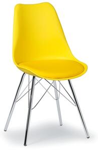 Plastová konferenčná / jedálenská stolička s koženým sedákom CHRISTINE, žltá