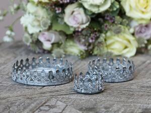Set 3ks zinkový antik kovový svietnik Lace Crown - Ø 4,5*2,5 / Ø 8*3/ Ø 10*3cm - Chic Antique