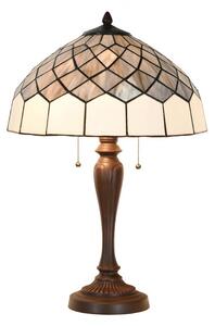 Bielo-šedá stolná lampa Tiffany Paulette - Ø 40*58 cm E27/ 2*60W - Clayre & Eef