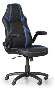 Kožená kancelárska stolička GAME, čierna/modrá