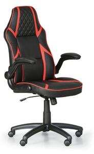 Kožená kancelárska stolička GAME, čierna/červená