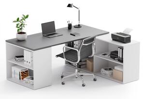Kancelársky písací stôl s úložným priestorom BLOCK B01, biela/grafit