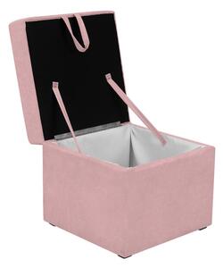Ružová taburetka s úložným priestorom KICOTI Cube