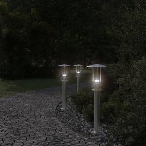 Vonkajšie stojace lampy 3 ks strieborné 60cm nehrdzavejúca oceľ